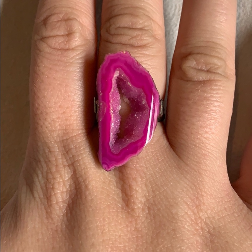 Pink crystal ring
